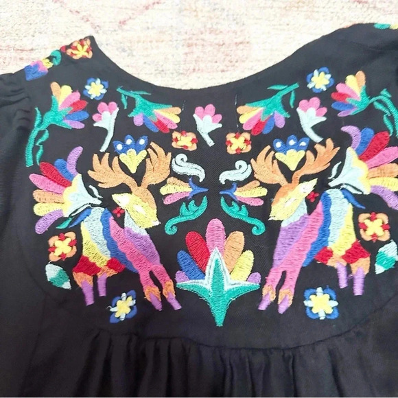 Womens Judith March Embroidered Mini Dress Long Sleeve Black M - Picture 14 of 14